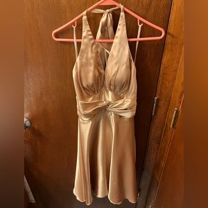 New Jessica McClintock Gold Halter Dress Size 4